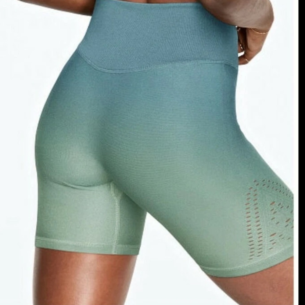 Victoria's Secret Green Bike Shorts High-Waisted Seamless